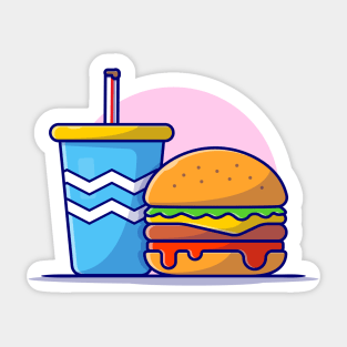 Burger And Soda Cartoon Vector Icon Illustration (4) Sticker